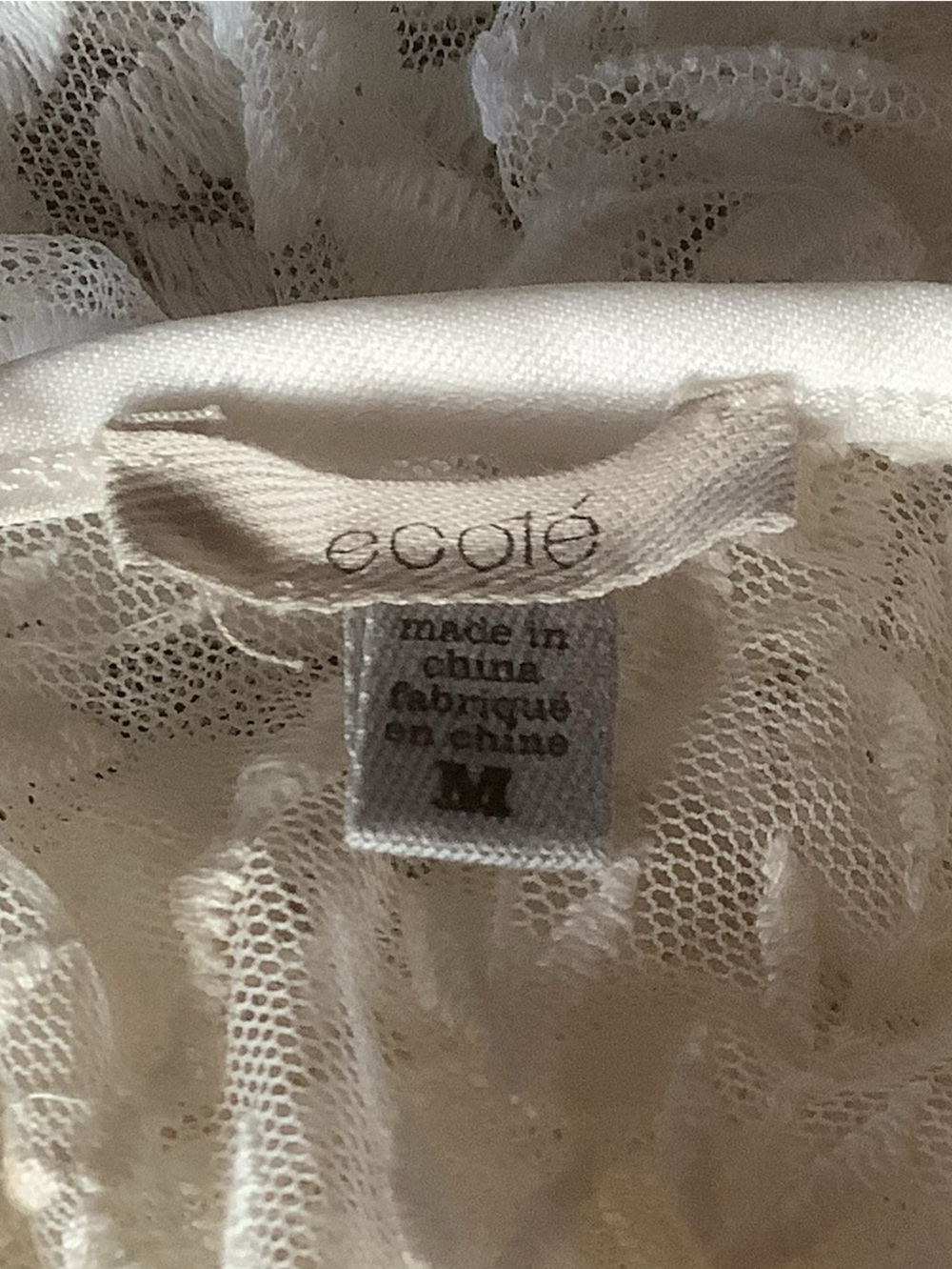 Ecole White Embroidered Lace Dress Attached Slip Boho Size Medium - Picture 5 of 11